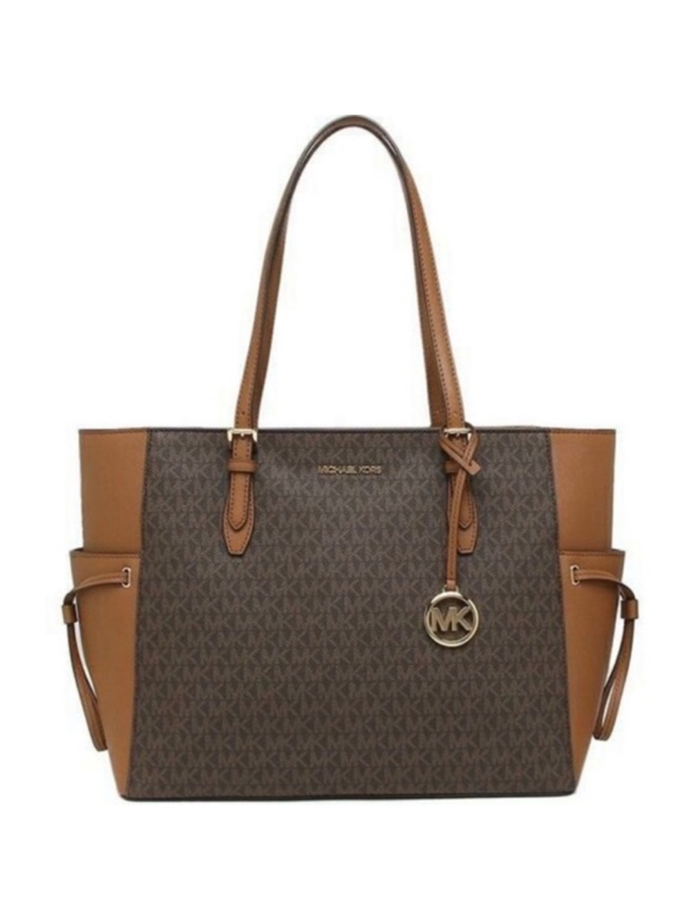 MICHAEL KORS GILLY LARGE DRAWSTRING TOTE BROWN SIGNATURE COLOR